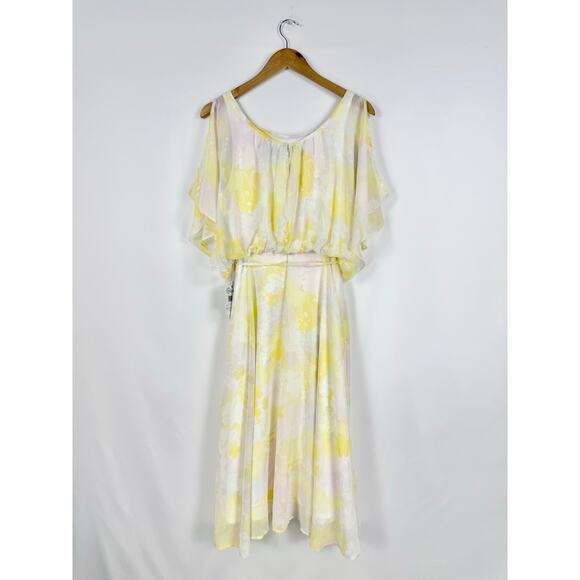 Mod Cloth Women's Flutter of Flattery Midi Dress Small Yellow Garden Girl - Picture 8 of 16